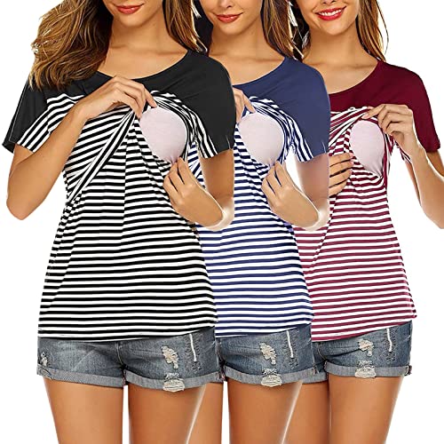 Stilltop KostüM FüR Schwangere Frauen Damen Still Umstands-Top Lagendesign Farbblock-Design Ärmellos Damen Umstandsmoden Top Still T-Shirt Lagendesign Kurze Ärmeln. 436p Umstandskleid Sommer ps693