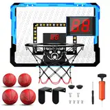 ZWOOS Basketballkorb Indoor Set für Kinder, Mini Basketballkorb Mit 4 Ball, 39x28cm, Pumpe & Befestigungszubehör, Basketball Indoor mit Beleuchtung und Sound-Effekte