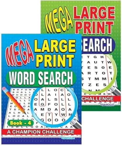 Sixstore Mega Large Print Set of 2, A4 Word Search Puzzle Book, Blue and Green Books