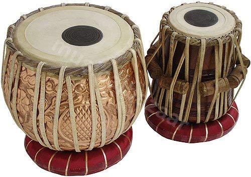 Indisches handgefertigtes Designer-Tabla-Set aus Kupfer – 3 kg Kupfer Bayan – Sheesham Dayan