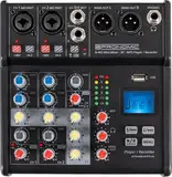 Pronomic B-403 Mini-Mixer mit Bluetooth und USB-Recording - Kompakter 4-Kanal Mixer - 2 Kanäle mit Combobuchsen, Phantomspeisung und Hi-Z Schalter - USB-Port - Main-Ausgänge im XLR-Format - Schwarz