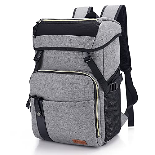 YOUNGOA Kühlrucksack, 30L Thermos Kühltasche Rucksack, Große Isolierter wasserdichte Picknickrucksäcke für Strand Camping Familien Outdoor Picknick BBQs Ausflügen Einkaufen YG035 Hellgrau