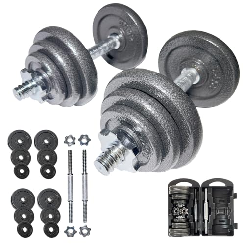 SPORTINATOR® "Machine" Kurzhantel Set 20 kg mit Koffer - Effektives Ganzkörpertraining zu Hause oder unterwegs. Hochwertiges Gusseisen und legierter Stahl für maximale Haltbarkeit (Schwarz)