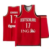 Generisch #17 Dennis Schröder Trikot und Short Deutsche National Mannschaft Basketball Uniform Set für Kinder Kinder Jungen Mädchen Erwachsene (Rot,XS)