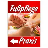 net-xpress Plakat Fußpflege-Praxis mit Pfeil Links DIN A1, Werbeplakat Poster Nagelstudio