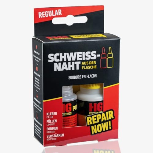 HG POWER GLUE Die Schweißnaht aus der Flasche 2k Sekundenkleber extra stark Starker Profi Reparatur Kleber Industriekleber für Kunststoff Gummi Stein Keramik (1x20g + 1x40g)