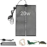 LOMUG Heizmatte Terrarium, 20W Einstellbar Reptil Heizmatten, Heizkissen für Glasbehälter, Einstellbar Wärmematte mit Temperaturregelung für Schildkröte Schlangen Eidechse Spinne Amphibien(42 x 28cm)