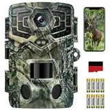 EUKI Wildkamera mit Bewegungsmelder Nachtsicht,2,7K 48MP Wildtierkamera WLAN mit Handyübertragung App,0,2s Tierkamera,No Glow Infrarot Nachtsichtkamera Outdoor,IP66 Wasserdicht,32GB SD Karte und Akku