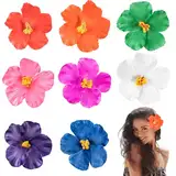 8 Stück Hawaii-Blumen-Haarspangen für Frauen,Plumeria-Hibiskus-Haarspange,Boho Tropische Blumen-Haarspange,Hawaiianische Blume Haarschmuck,Farbe Künstliche Blumen-Clips für Hochzeit Urlaub Strandparty