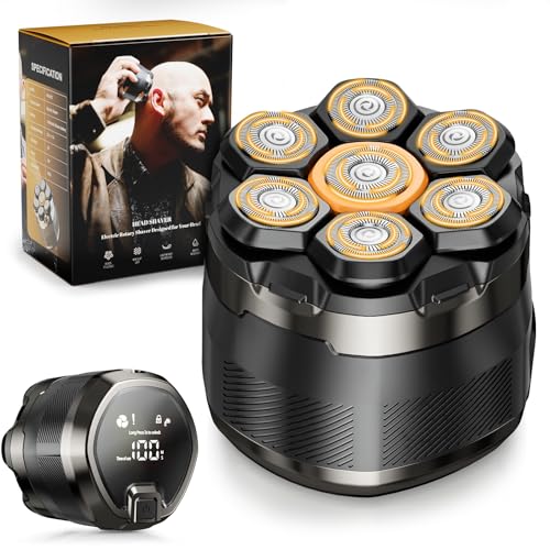 Glatzen Rasierer Herren: Magnetische Schwebender Kopf Wasserdicht 7D Flexibler Glatzenrasierer,Nass und Trocken Glatzen Rasierer mit LED Anzeige Klarer Stereo-Klang