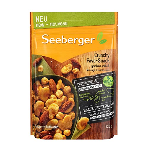 Seeberger Crunchy Fava-Snack. Ein ganz besonderer Mix: Knusprige Kichererbsen, geröstete Salzmandeln und knackige Favabohnen machen diesen Snack zu einer Reise nach Lateinamerika ,1 x 125g