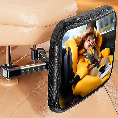 auvstar Spiegel Auto Baby Rückbank,Rückspiegel Baby Auto mit Metall Clip,360° Drehbar Bruchsicherer Baby Autospiegel für Baby,Groß Vision Rücksitzspiegel Baby den neue Eltern Haben Müssen