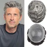 Herren Toupet Haar System für Männer 0,02-0,03mm Ultra-Dünne Haut 100% echtes Echthaar Toupet für Männer Licht mittlere Dichte Haarteil Basisgröße 8x10 Zoll （1B80#）