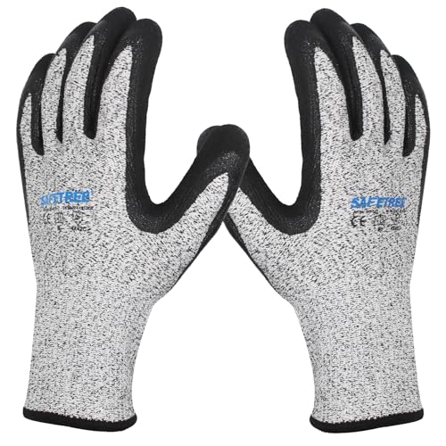 SAFETREE Schnittschutzhandschuhe, HPPE Schnittfeste Handschuhe, für Metzger, Küche, Austernöffnen, Fleischschneiden, Holzschnitzen und Garten (1, 9/L)