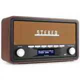 Audizio Foggia, Retro Radio, DAB Plus Radio, Bluetooth, Batterie- Netzbetrieb, Radiowecker, FM, 20 Speicherplätze, AUX, Nostalgie Radio, Alarm Küchenradio Vintage, Kupfer Orange