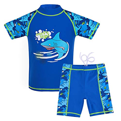 G-Kids Kinder Jungen Badeanzug Bademode Zweiteiliger UPF 50+ UV Schützend Schwimmanzug, Blau, 116/122