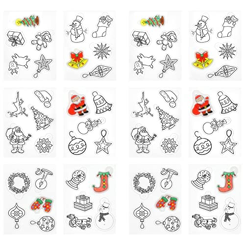 Cikonielf 12 Stück Schrumpfplastikblatt Satz Schrumpffolien Weihnachts Wärmeschrumpfende Plastikfolie Wärme Shrinky Blätter für Kinder Craft Handwerk