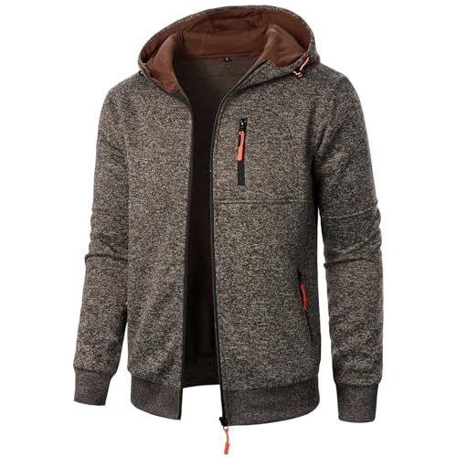 Rrongwn Sweatjacke Herren Basic Strickjacke Casual Jacket Cardigan Herrenjacke Mode Sportjacke Dünne Fleecejacke Sweater mit Reißverschluss Einfarbig Langarmshirt