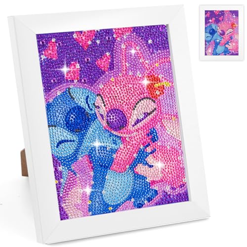 WuGU Diamond Painting Kinder Set, 5D DIY Diamant Painting Bilder Kinder mit Rahmen, Crystal Diamond Painting Basteln Mädchen Junge 6-12 Jahre Diamant Bilder Arts Craft für Home Wand Decor-23x18cm