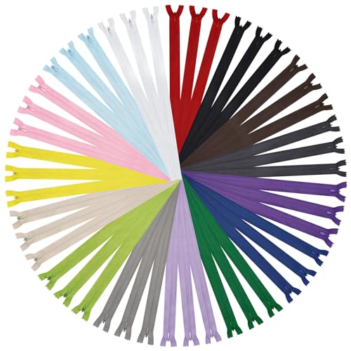 DOITEM 45pcs Unsichtbaren Reißverschlüssen [15 Farben] Nylon Nähen und Basteln zum Kleidung Taschen Stoff für Nähmaschine Patchwork (Mehrfarbig, 35CM)