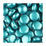 12 stk Preciosa Candy Perlen 2-Loch Runde Glas Cabochon Cyan Blau, 8 mm (PRECIOSA Candy beads 2-hole round glass cabochon cyan blue)