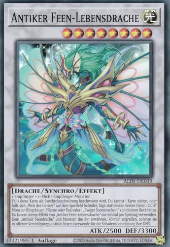 ALIN-DE039 - Antiker Feen-Lebensdrache - Super Rare - Deutsch - 1. Auflage - Alliance Insight -mit LMS Trading Fieldcenter-Karte Yugioh