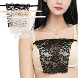 Risipu 3 Stück Spitze Modesty Panels für Frauen Dekolleté Cover Up für niedrigen Ausschnitt Spitze Einsatz für Low Cut Tops Perfekt für Tank Tops, Kleider, Büro Damen (Schwarz, Weiß, Braun)