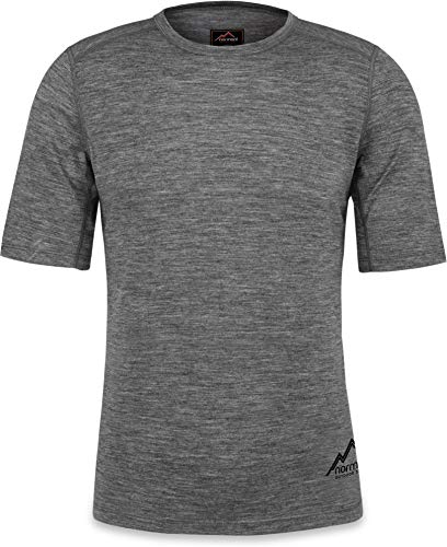 Herren Merino T-Shirt Short Sleeve Kurzarm Oberteil Funktionsoberteil 100% Merinowolle Thermounterwäsche Baselayer Farbe Hellgrau Größe M/50