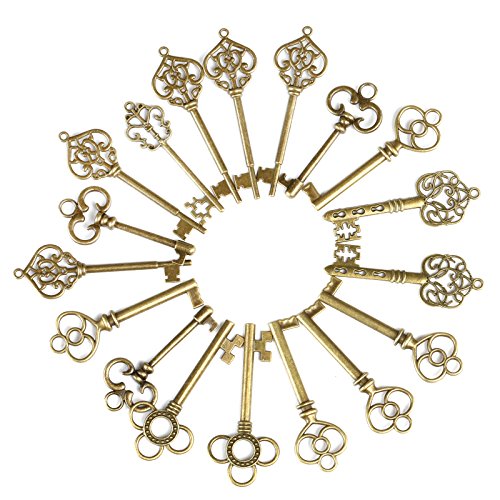 Naler Retro Schlüssel Antiken Anhänger Bronze Vintage Schmuck Deko für Armband Ketten (36 Stück)