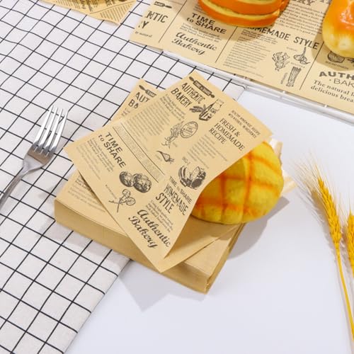 15 x 15 cm Sandwich Bags, Snack Bags for Burgers, Waterproof and Oil Burger Bags, Burger Bags, Snack Bag, Chips Paper, Wrap Paper for Burgers, Chips, Butterbread, Cheese, Cakes (100 Stück,15×15 CM)