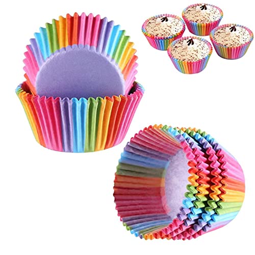 200 Stück muffinförmchen papier cupcake formen Regenbogen Papier muffinform für Dessert Hochzeit Geburtstag Party