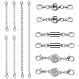 Magnetische Schmuckverschlüsse und Verlängerung Kette Magnetverschlüsse und Halskette Extender Karabinerverschluss für Armband, Halskette, Schmuck, Schmuckherstellung 12 Stück (Silber)