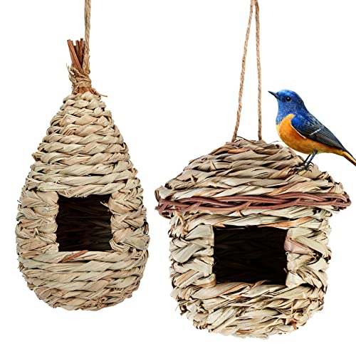 2 Pack Vogelhäus zum Aufhängen, Wildvogelnest für den Außenbereich, Nistkästen für Kleine Vögel wie Kolibris, Robin, Spatzen und Titten, 100% Naturproduk Grün