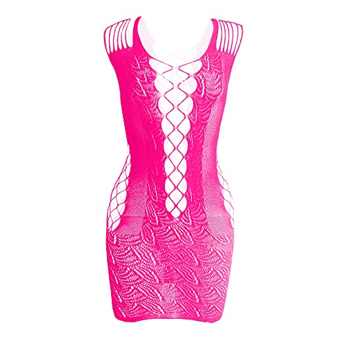 Neon Dessous Unterwäsche Mode BH Nachtbekleidung Unterwäsche-Netz Damen Slip Seide(Hot Rosa,Einheitsgröße)