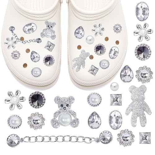 Schuhanstecker, 18 Stück für Crocs Anstecker Glitzer, Schuh Charms, Schuhanhänger, für Crocs Charms Glitzer, für Crocs Anstecker Gold, PVC Shoe Charm für Mädchen Frauen Kinder