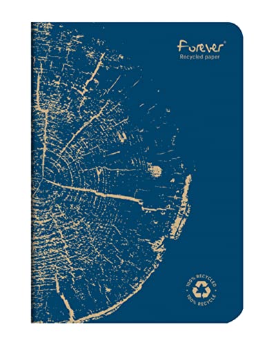 Clairefontaine 684862C - FOREVER Premium Notizheft 14,8x21cm, 90g Recycling Papier, 48 Blatt, liniert, Blau, 1 Stück