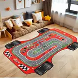 SIMPEX KinderTeppich, Rennstrecke, Teppich Rot, 100 x 150 cm, Teppich für Kinder, Teppich Kinderzimmer