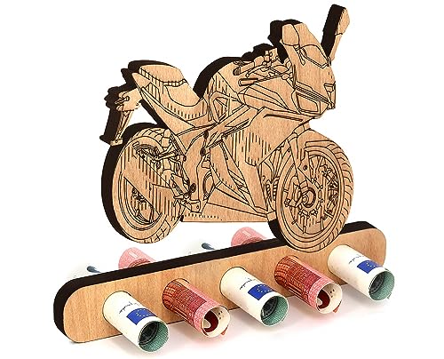 Giftota - Originelle Geburtstag Geldgeschenk Holz - Geschenk für Motorradfahrer, Motorrad-Enthusiast - Rennmaschine Geldgeschenk - Geschenke aus Holz - Geschenke Geldgeschenk für Frauen & Männer