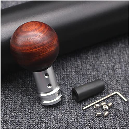 Universal Wood Shift Knob, Manual Wooden Round Ball Gear Shifter Knobs with 3 Adaptersn, Shifter Level Handle Head Replacement for Most Vehicle SUV,F Sliver