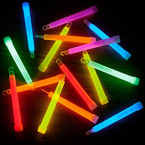 25 Power Knicklichter,Jumbo Leuchtstäbchen,Farbe Leuchtstäbe Glowstick,150x15 mm Knicklichter Leuchtstäbe,Knicklichter Bulk mit Haken und Bändern zum Umhängen für Party Festival Outdoor Signalleuchten