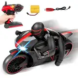 deAO Ferngesteuertes Auto Rennmotorrad Grand Prix mit Fernbedienung,Doppelseitige Rotation 2,4 GHz Ferngesteuertes Auto für Kinder (Schwarz Rot)