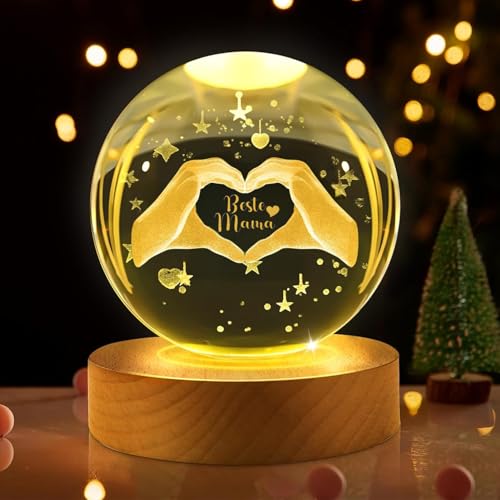 Charfia Muttertagsgeschenk, 3D Glas Kristall Geschenke für Mama Mutter Tochter Sohn Geschenk, Beste Mama Geburtstagsgeschenk Muttertagsgeschenke für Mama Frauen