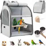 Transportbehälter für Vögel,Rucksack für Vögel mit Holzstab,Vogel transportbox,mit Edelstahl-Clip-Cups,Rollläden,Transportbox Vogel,tragbare Vogelträger Reisetasche,1 Backenzahnstein