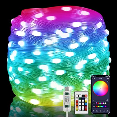 10 m RGB Fairy Lights,lichterkette für Weihnachtsbaum, bunte Farbe wechselnde Licht, String Lichter, USB angetrieben, wasserdicht, Musik für Stimme