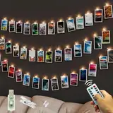 litogo 5M 50LEDs Fotoclips Lichterkette, 8 Modi USB Lichterkette mit Fernbedienungen, Fotos Wand mit 30 Klammern Bilder für Wohnzimmer, Weihnachten, Hochzeiten, Party Deko,Warmweiß