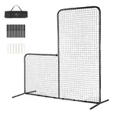 VEVOR L-Typ Baseball für Schlagkäfig, 213 x 96 x 213 cm Baseball- und Softball-Sicherheitsschirm, Tragbares Schlagnetz mit Tragetasche & Bodenpfählen, Pitching-Netz zum Schutz der Pitcher, Schwarz