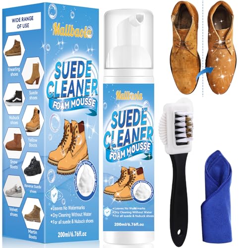 Schuhputzset, 200ml Wildleder pflege mit Wildlederbürste, Schuhreiniger Entfernung von Schmutz, Wildleder reiniger für weiße Schuhe, Strickwaren, Stiefel, Turnschuhe, Sneaker, Leder, Nubuk, Wildleder