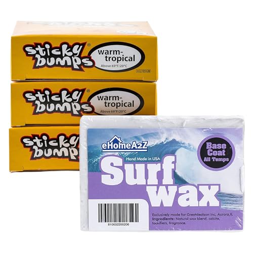 EHOMEA2Z Surfboard Wax Basecoat Bundle with Sticky Bumps Warm Tropical Surf Wax Surfboard Surfing Accessories Surfing Wax (4)