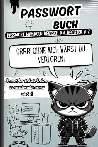 Passwort Buch: Passwort Manager Deutsch mit A-Z-Register, Platz für 312 Einträge. Kleiner A5-Organizer zur sicheren Aufbewahrung von Passwörtern und Wallets.