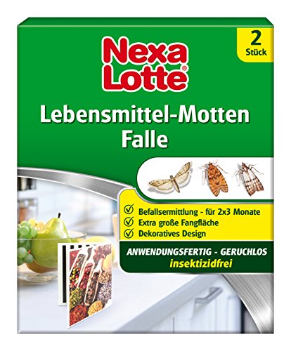 Nexa Lotte Lebensmittel-Motten Falle, Mottenbekämpfung, insektizidfreie Klebefalle gegen Nahrungsmittelmotten, 2 Fallen, Blau